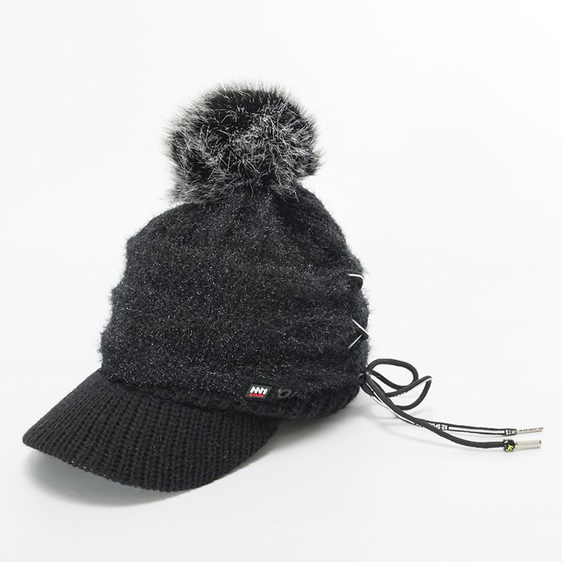 Autunno e inverno edizione coreana nuovo cappello Bailey in lana legato con lingua d'anatra in caldo velluto lavorato a maglia da donna_voghion.com