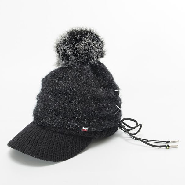 Autunno e inverno edizione coreana nuovo cappello Bailey in lana legato con lingua d'anatra in caldo velluto lavorato a maglia da donna_voghion.com