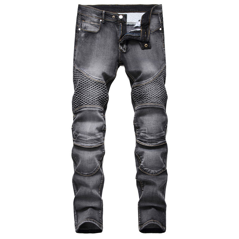 con ginocchiere per la guida, jeans da motociclista vintage, jeans da uomo alla moda slim fit_voghion.com