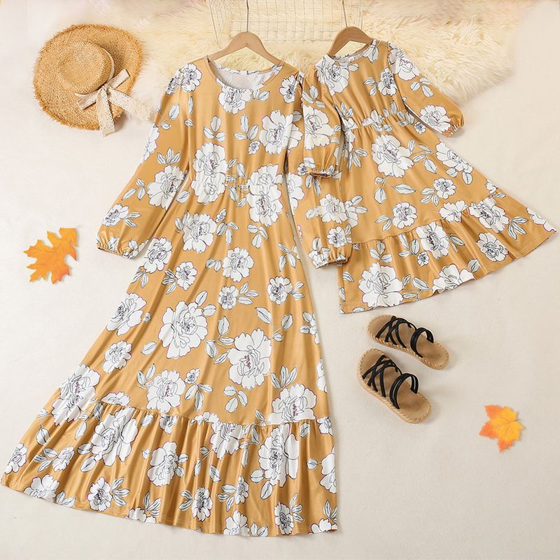 Mother & Kids 2024 Chengjiawang European and American new long dress with big swing hot sale large flower parent-child outfit in stock_voghion.com