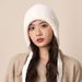 A dual-purpose balaclava with Hepburn style straps, stacked hats, women's winter warm Christmas red woolen hat_voghion.com