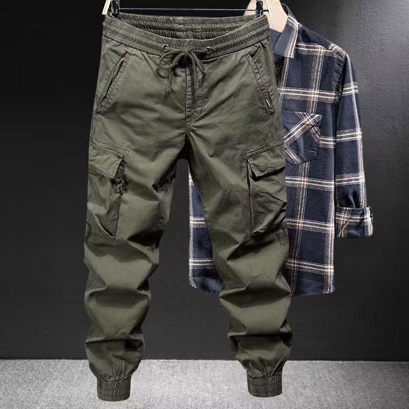 Herrenbekleidung Design Nischentrend Overalls modische Jugend beliebte Manschette einfarbig Freizeithosen lose Sommer neue Männer_voghion.com