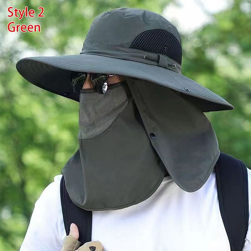 Hot Sale Vissershoed Met Masker Zomer Buitenbescherming Brede Rand Unisex Volledige Gezichtsbedekking Zonnekap Voor Bergbeklimmen Jacht_voghion.com