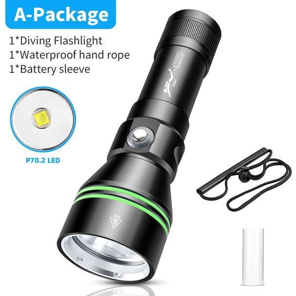 Diving Flashlight P70.2 Strong Light Long Range Sea Diving Emergency Underwater Lighting LED Flashlight_voghion.com