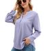 Women's Clothing Solid Chiffon Shirt Loose V-neck Pullover Long Sleeve Tops_voghion.com