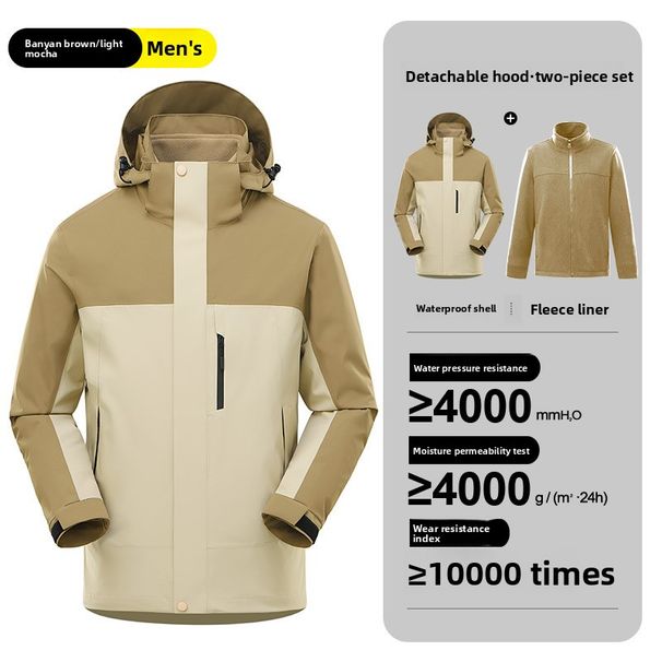 Nuova giacca da trekking antipioggia 3 in 1 completamente termosaldata, fodera interna staccabile, per uomo e donna, standard nazionale_voghion.com