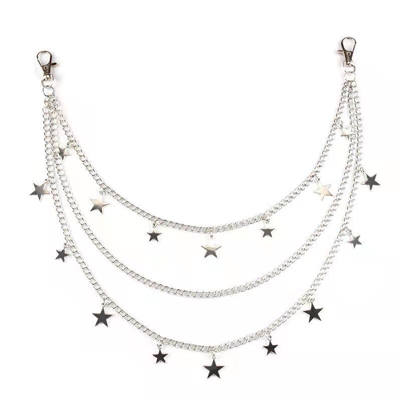 Women's Jewelry Accessories Fashionable And Popular Punk Style Star Multi Layer Pendant Trouser Chain Ins Style Hip Hop Trouser Chain_voghion.com