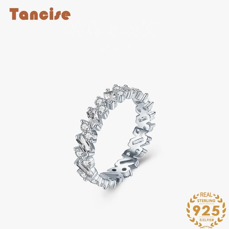  Tancise Classic Zircon Silver Ring Ladies Jewelry Wedding Promise Party Gift_voghion.com