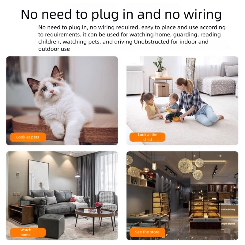 AOC Drahtlose Überwachungskamera, 4G, kostenlose Daten, Infrarot, für Auto und Zuhause, mobile Fernüberwachung, WiFi-Version, kein Plug-in_voghion.com