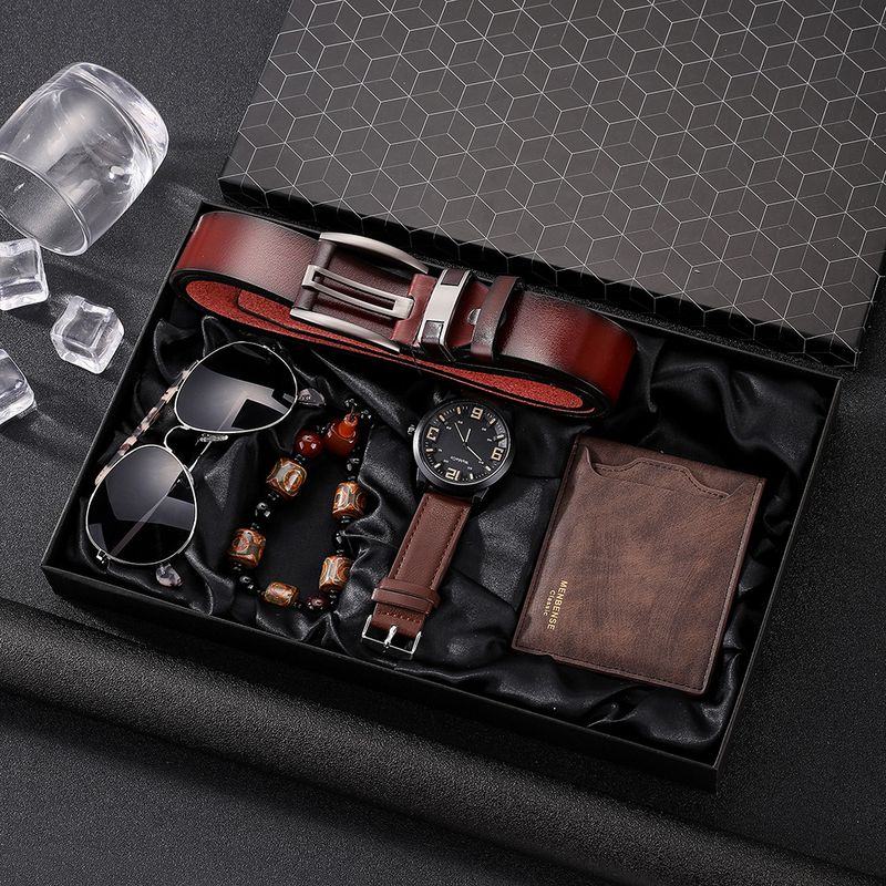 Watch Gift Set Fashion New Men's Watch Set Casual Quartz Watch Retro Belt PU Wallet 5 Piece Set_voghion.com