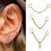 Unisex personality piercing ear bone studs ladies zircon tassel chain ear studs fashion earrings with chain_voghion.com
