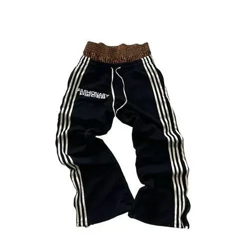 Pánské retro ležérní nadměrné kalhoty s výšivkou a širokými nohavicemi ve stylu Y2k_voghion.com