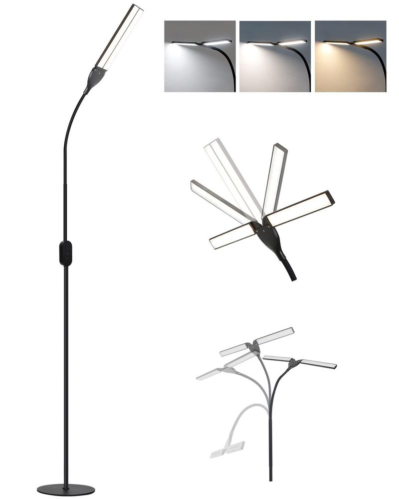 LED Stehlampe Schwarz Standleuchte Leselampe - 158CM Dimmbar Modern Touch 9W Mit Timer Und Memory Funktion Für Schlafzimmer Wohnzimmer Büro_voghion.com