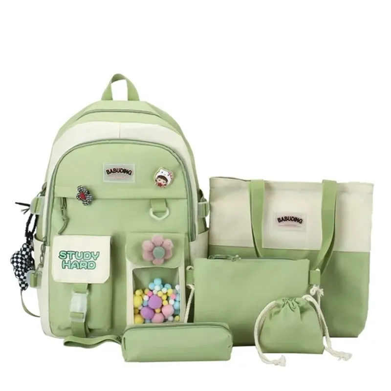 Zaini 5 pezzi Set Zaino scuola per bambini Kawaii Borsa da donna Bookbag Borsa per laptop per adolescenti Ragazze Mochilas Studenti_voghion.com
