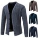Men's Clothing Fleece-Lined Knit Cardigan Sweater Warm Winter V-Neck Pullover For Casual & Stylish Outfits (Available In 5 Classic Colors & 4 Sizes)_voghion.com