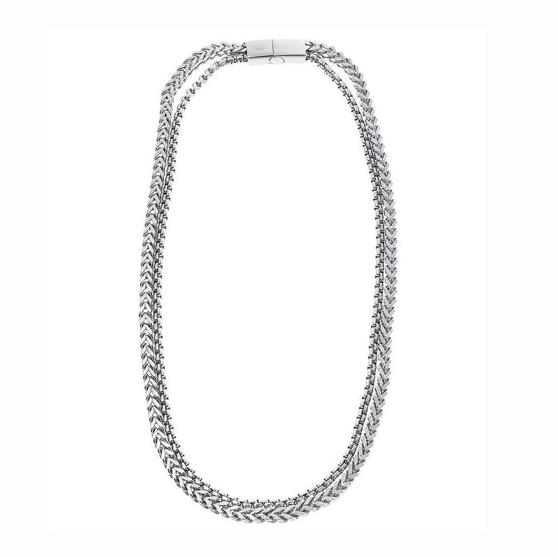 New Fashion Clavicle Cuban Double Layer Magnet Buckle Necklace For Men And Women Cold Style Hip Hop Stainless Steel Does_voghion.com