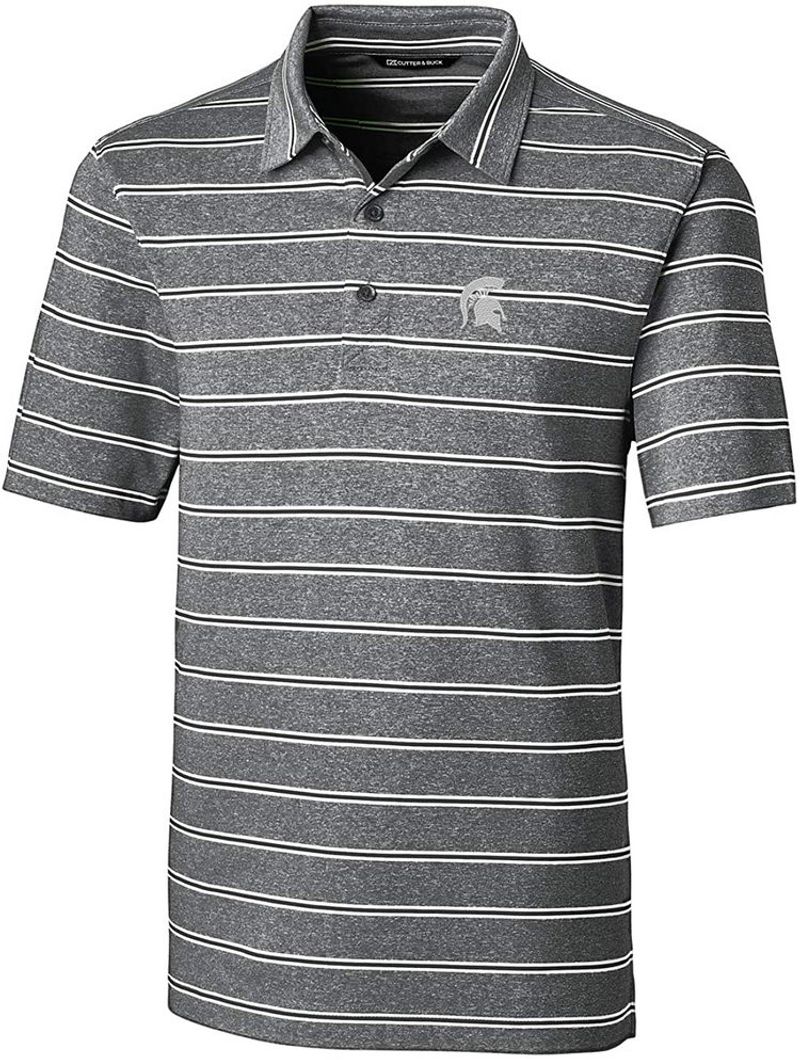 Camisa polo listrada de manga curta com proteção solar de verão e secagem rápida_voghion.com