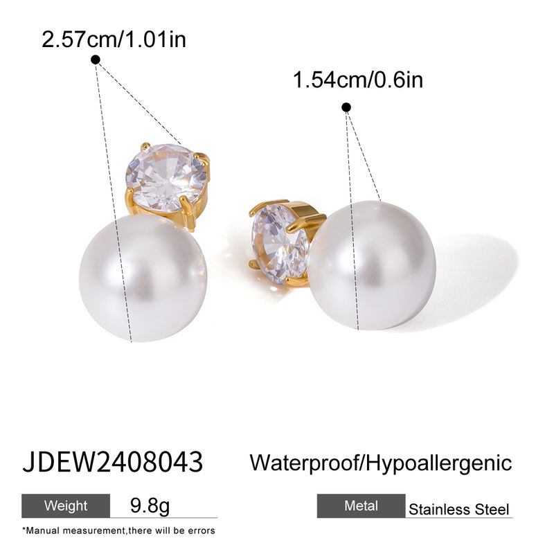 1 paio di orecchini a bottone in acciaio inossidabile 304, stile semplice, stile classico, colore pieno_voghion.com