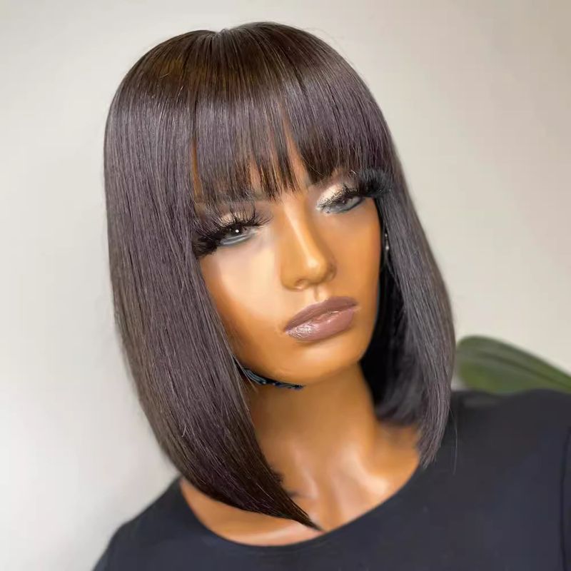 Perruque Bob en cheveux humains entièrement fabriquée à la machine_voghion.com