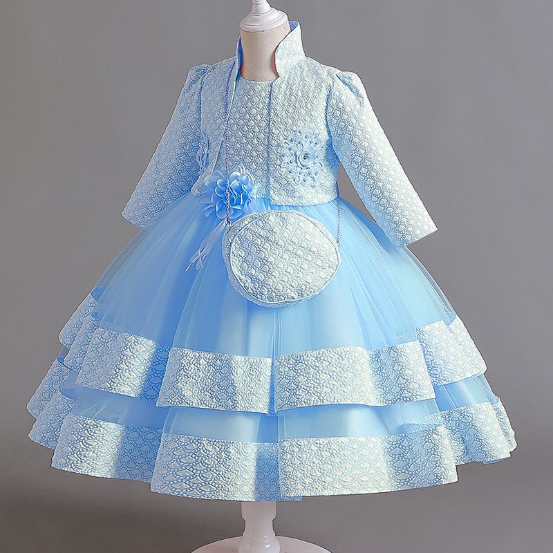 Lasteriided uus kaheosaline ülikond tüdrukute kleit printsessikleit catwalk pulmakleit etendus_voghion.com
