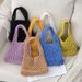 Borsa a mano in corda di cotone color caramella, intrecciata a mano, per donna, con rete traforata, borsa da polso per le vacanze in spiaggia_voghion.com
