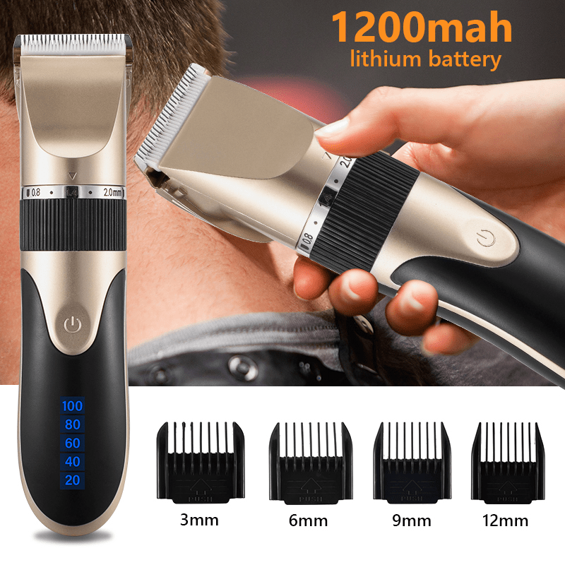 Professional Hair Trimmer, USB Rechargeable Hair Clipper With Digital Display For Men, Ceramic Blade Razor Hair Cutter_voghion.com