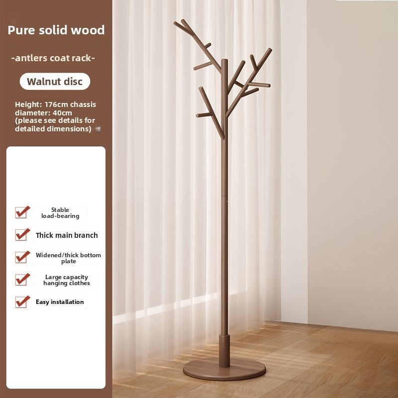 Solid Wood Simple Floor-standing Coat Bedroom Tree Branch Children's Wardrobe Clothes Indoor Bag Rack_voghion.com