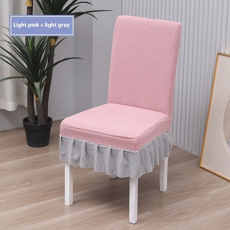 Nordic Home Hotel Universal Stool Trendy Color Block Cushion Backrest Integrated Dining Table Skirt Chair Cover_voghion.com