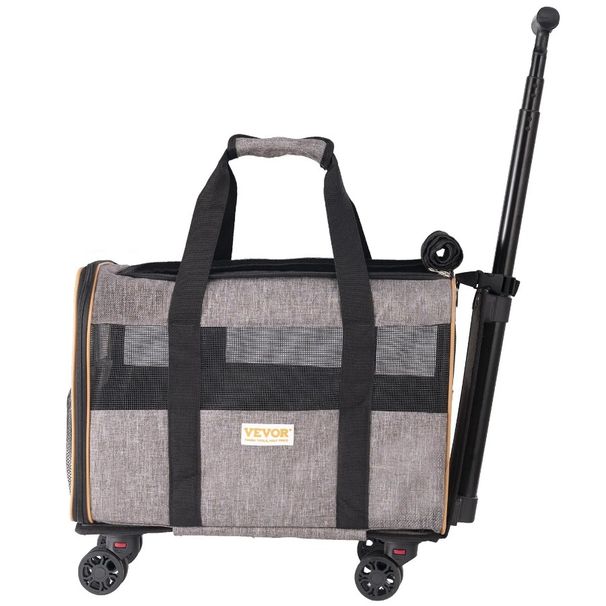 Shoulder Handle And Wheels, Carrier Dog Carrier Approved Rolling With Whee Strap, Cat With Airline Pet Telescopic Carrier With_voghion.com