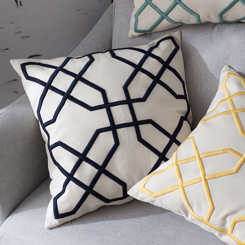 Cuscino con ricamo geometrico in cotone e lino americano transfrontaliero, modello per camera d'albergo, divano, villa, ricamo, grande cuscino_voghion.com