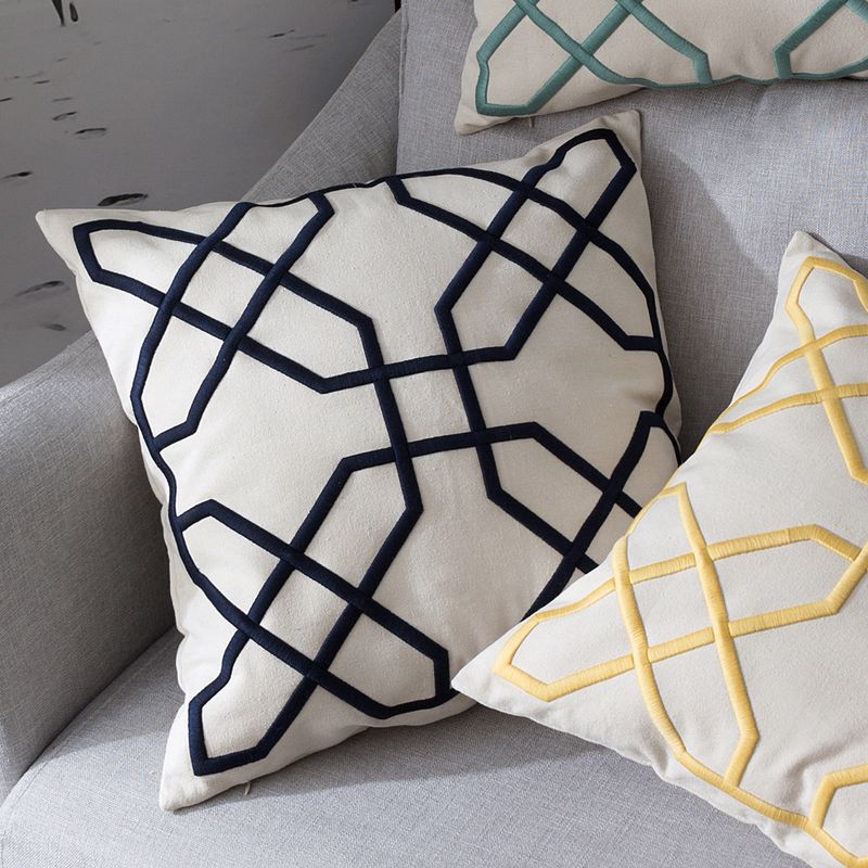Pernă de broderie geometrică transfrontalieră americană din bumbac și in, model de cameră, hotel, vilă, canapea, broderie mare, pernă_voghion.com
