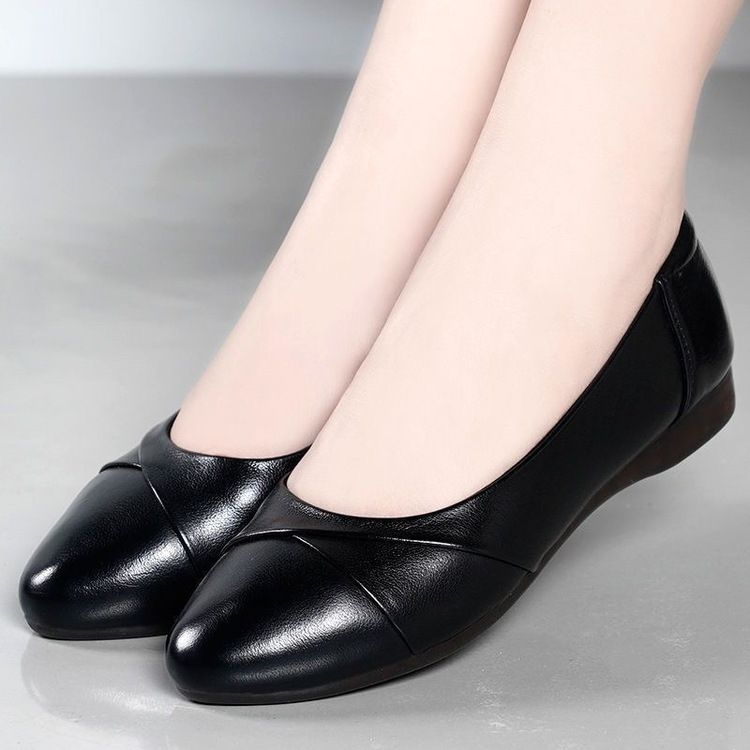 Scarpe da lavoro per madri, con suola piatta, in tendine di manzo, con suola morbida, di medie e vecchie dimensioni, con tacco piatto, antiscivolo, basse, in pelle, da donna_voghion.com