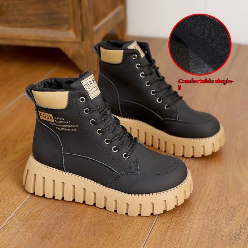 Vinterbomull til dame, en følelse av å tråkke på bæsj, laget av ekte skinnfløyel med tykke såler, er vanntette, ikke-_voghion.com