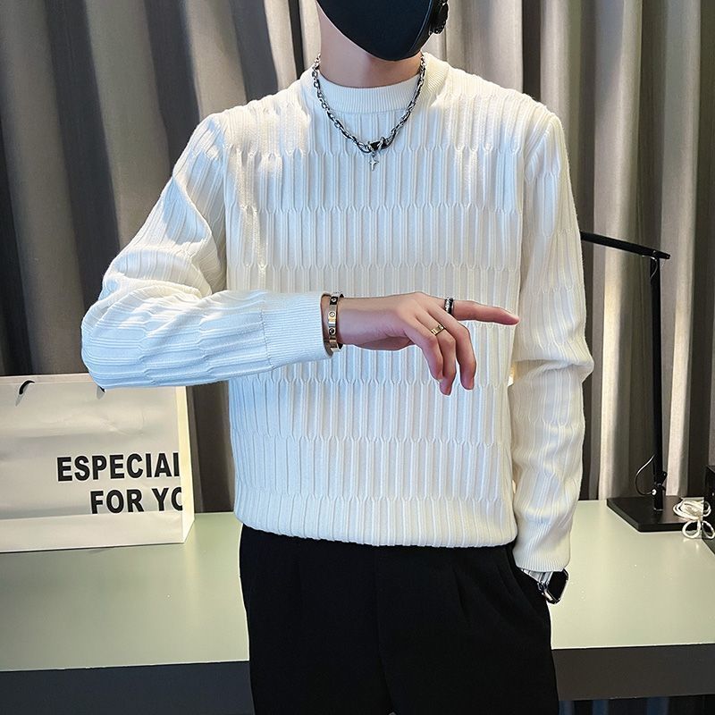 Plush thickened autumn winter new high-end sweatshirt for men with long sleeves base and warm bottom layer as the inner_voghion.com