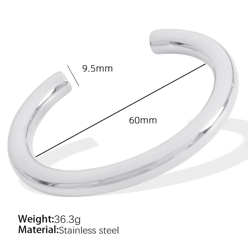 Bracciale da donna alla moda in acciaio al titanio a forma di C, versione larga, bracciale liscio_voghion.com
