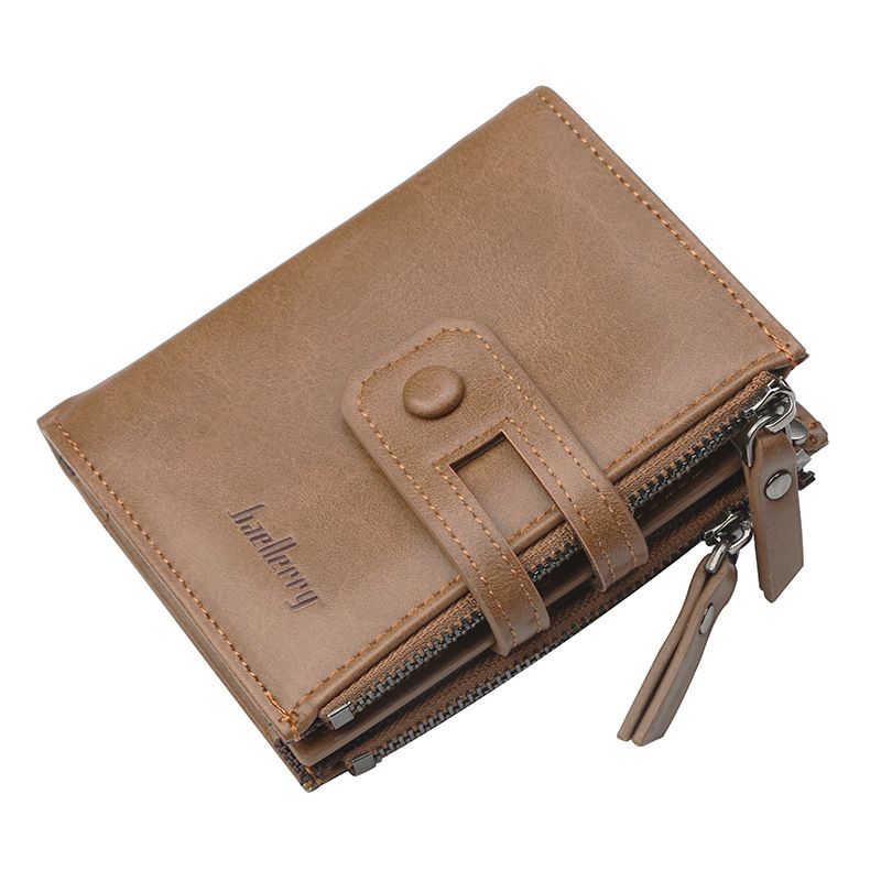 Portefeuille pour homme, portefeuille à boucle pour jeune, vertical, double fermeture éclair, mode affaires, porte-monnaie_voghion.com