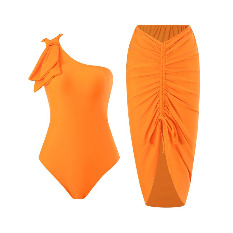 Maillot de bain une pièce pour femme, robe de plage en mousseline de soie à une épaule_voghion.com