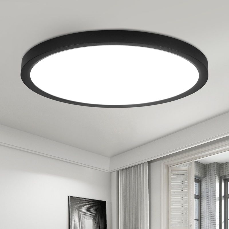 Deckenlampe LED Deckenleuchte Schwarz - Badezimmerlampe Flach 15W Küchenlampe 4000K Deckenbeleuchtung Rund Badlampe Decke Ø18cm Für Flur Schlafzimmer_voghion.com