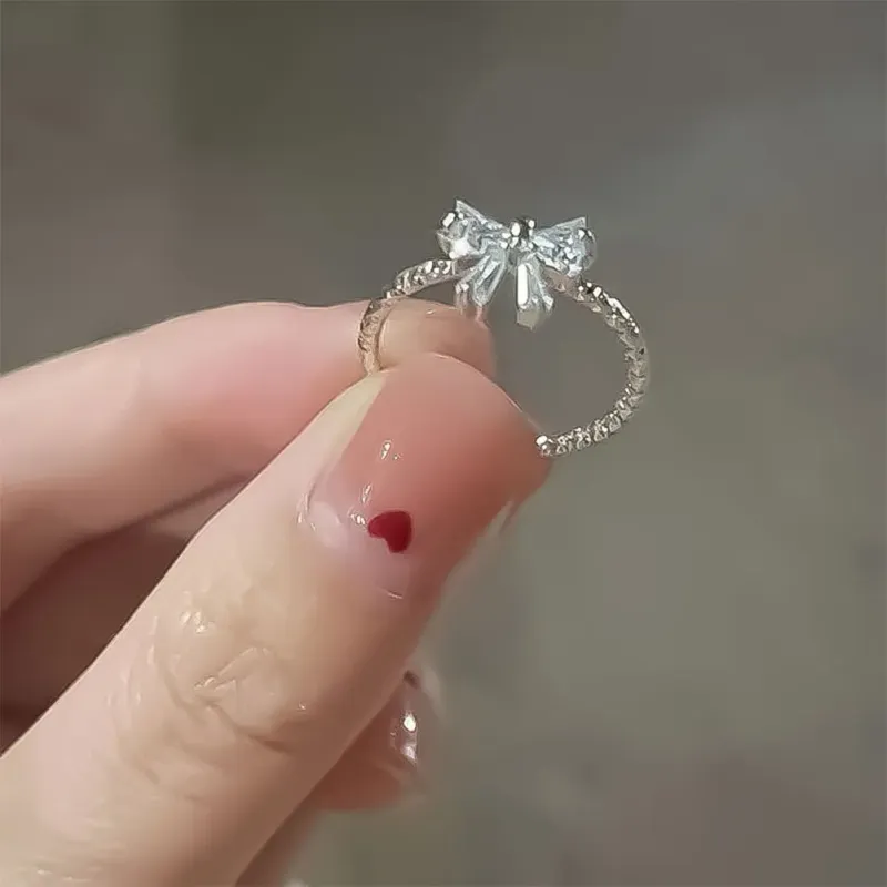 Mote ring med multifunksjonell sløyfe, åpen justerbar nisje i legering, enkel og søt ring, smykketilbehør til kvinner_voghion.com