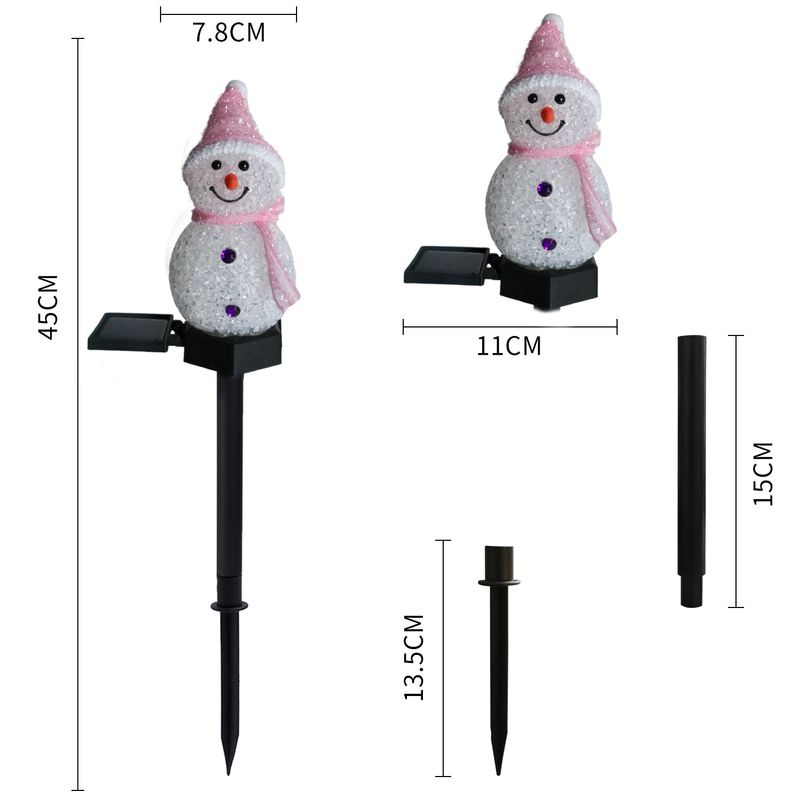 Luzes de Natal solares - Decorações de jardim com LED em forma de boneco de neve e Papai Noel (6 estilos de corpo de vidro, iluminação de 6 a 12 horas)_voghion.com
