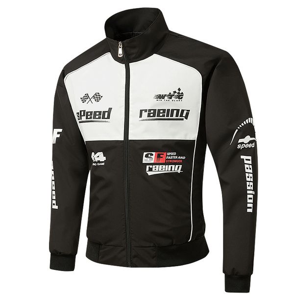 Streetwear bomberjack voor heren – Slim-fit bikerjack (XS-2XL, winddicht polyester, opstaande kraag, zwart/rood/legergroen/blauw)_voghion.com