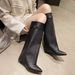 Women's Pointed-Toe Boots Buckle Versatile High-Top Boots 2025 Fall/Winter New_voghion.com