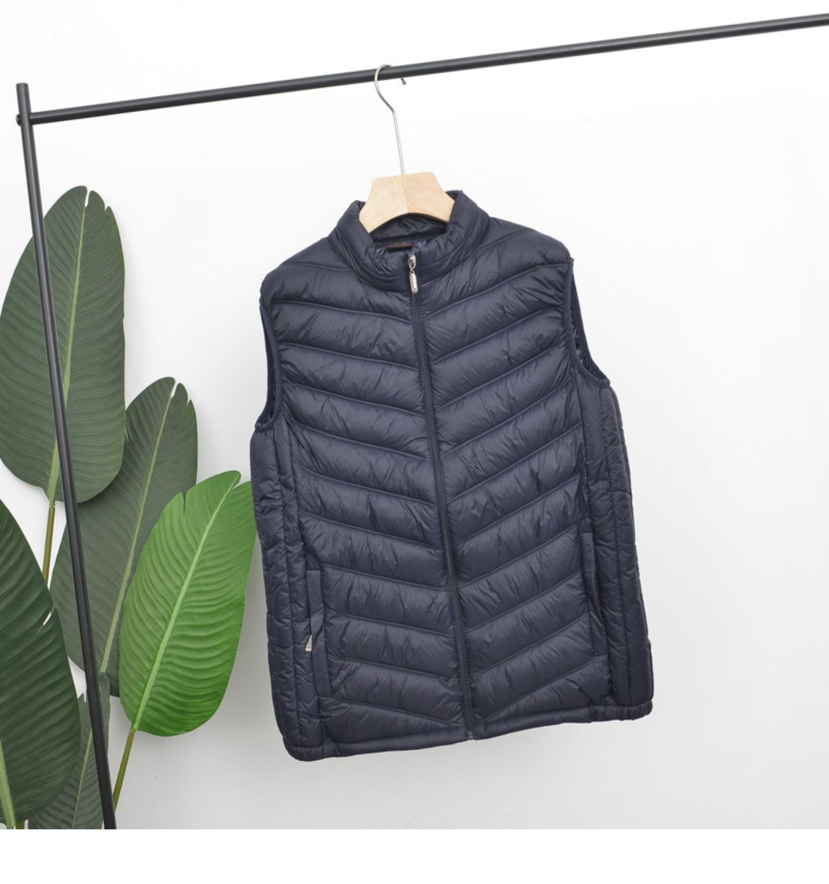 Gilet matelassé à col montant pour homme – Veste sans manches pour l'hiver (noir classique/bleu foncé/gris, 2XL-5XL)_voghion.com