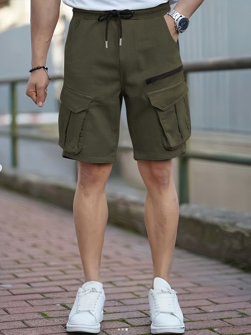 Vêtements pour hommes, vêtements de sport rétro, shorts décontractés, pantalons d'été en soie glacée, pantalons amples à cinq points_voghion.com