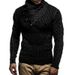 Maglione a collo alto da uomo – Pullover invernale a collo alto con bottoni | Vestibilità slim e orlo a coste_voghion.com