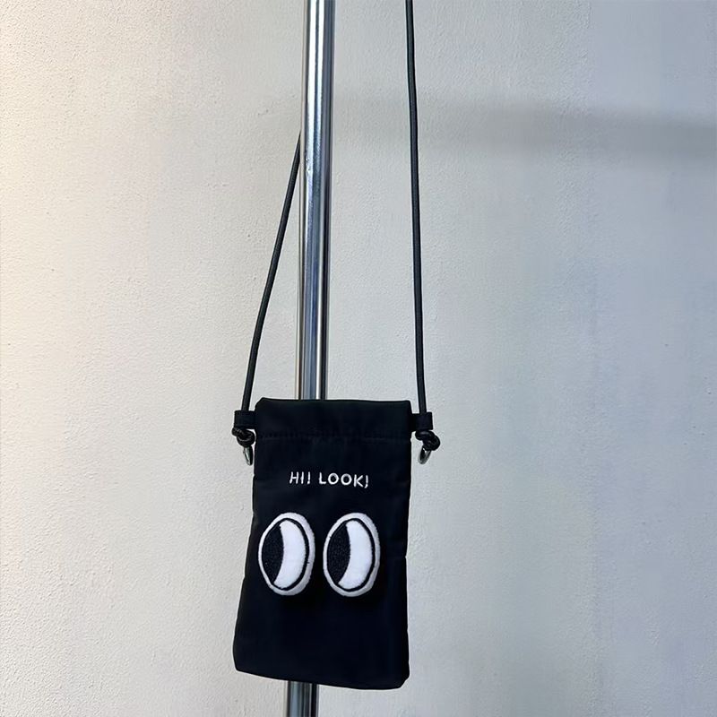 Borsa a tracolla piccola in nylon alla moda, con grazioso piccolo occhio, portamonete, versatile, casual, da donna, alla moda_voghion.com