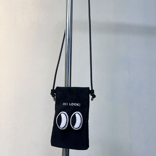 Borsa a tracolla piccola in nylon alla moda, con grazioso piccolo occhio, portamonete, versatile, casual, da donna, alla moda_voghion.com