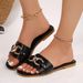 Sapatos femininos, chinelos de moda de novo estilo, temperamento clássico, decoração versátil de cor sólida, sandálias confortáveis de fundo plano com cabeça quadrada_voghion.com
