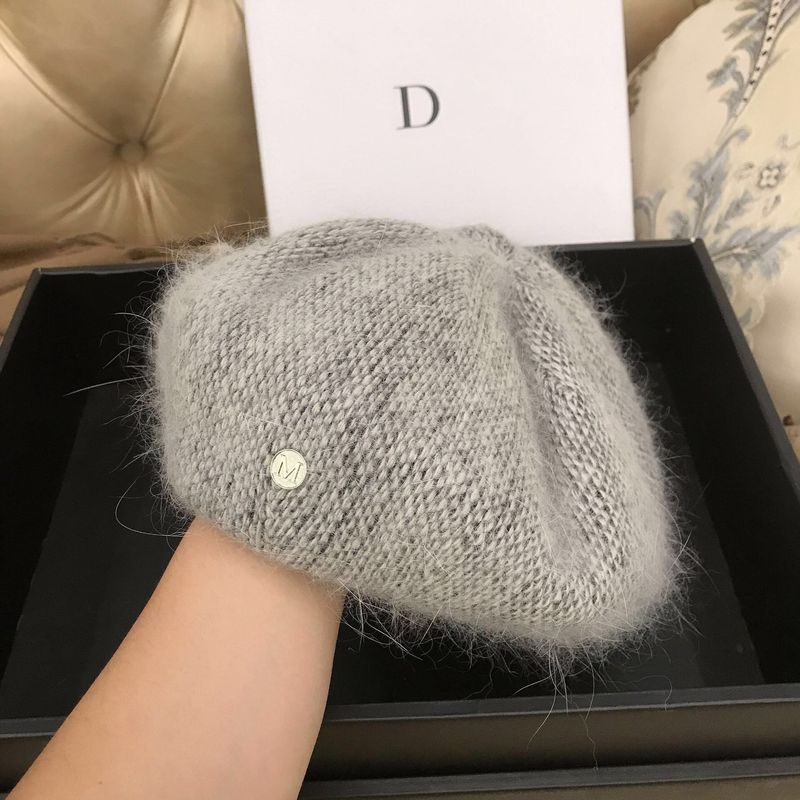 Angora Tavşan Saç Bere Sonbahar ve Kış Sıcak Yumuşak Yapışkan Peluş Sekizgen Şapka Moda Kore Versiyonu Açık_voghion.com