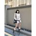 Autumn Glossy Satin Tassel Patchwork Textured Fashionable Short Blazer Heavy Craft Tube Top Half Skirt Set For Women_voghion.com